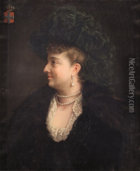 Ritratto Della Regina Margherita Di Savoia Oil Painting - Mathilde de Ruinart Brimont