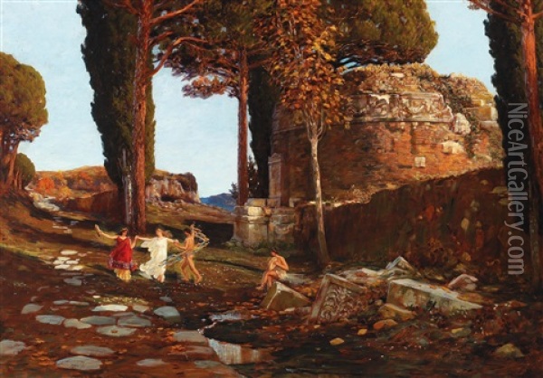 Bachantes Near Rome Oil Painting - Max Roeder