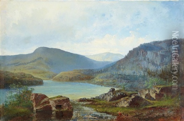 Bergslandskap Oil Painting - Olof Hermelin