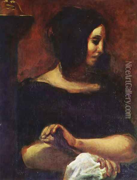 Portrait of George Sand Oil Painting - Eugene Delacroix