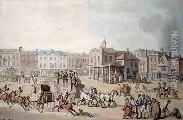 The Market Place, Kingston-upon-Thames, 1812 Oil Painting - Thomas Rowlandson