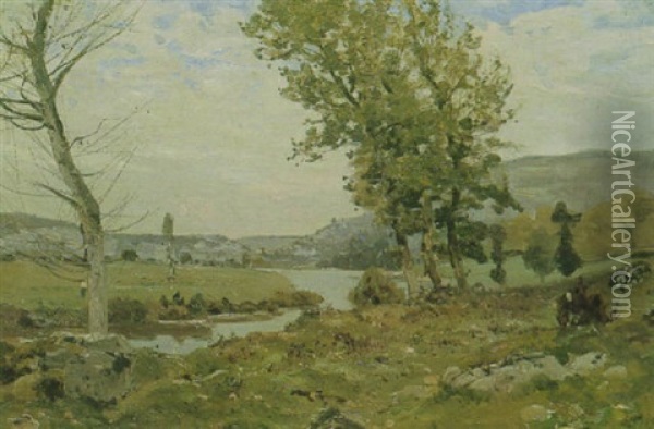 River Landscape Oil Painting - Jean Baptiste Antoine Guillemet