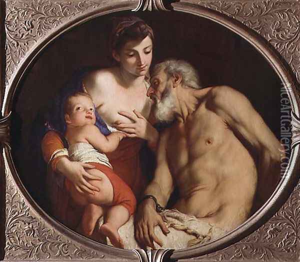 Roman Charity (Cimon and Pero), c.1690-1700 Oil Painting - Carlo Cignani