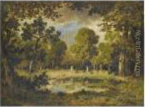 Mare En Clairiere, Foret De Fontainebleau Oil Painting - Narcisse-Virgile D Az De La Pena