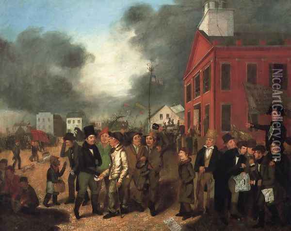 First State Election, Michigan, 1837 Oil Painting - Thomas Mickell Burnham