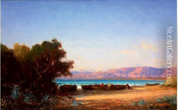 Barques De Peche En Mediterranee Oil Painting - Felix Ziem