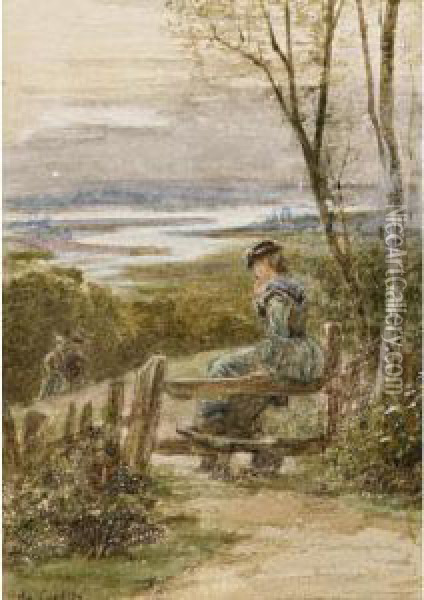 Waiting On The Stile And Saved From Drowning Oil Painting - Ebenezer Wake Cook