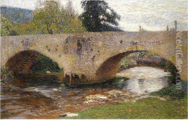 Le Pont De La Bastide Du Vert, Lot Oil Painting - Henri Martin