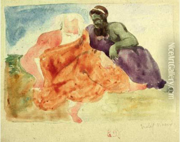 Le Poete Arion Et Le Philosophe Anaximandre Oil Painting - Eugene Delacroix