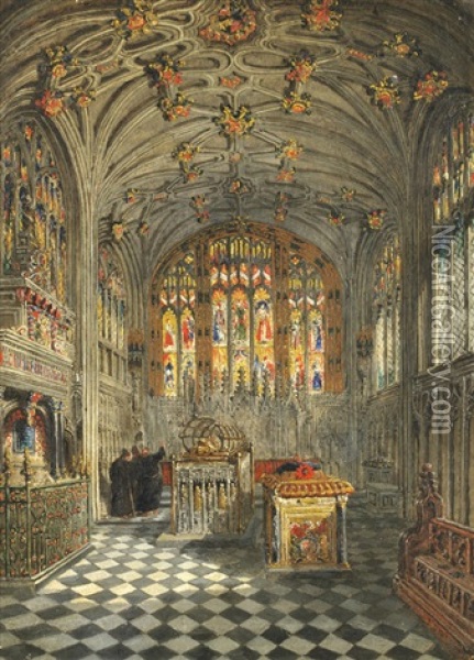Beauchamp Chapel, Warwick; A Pair Oil Painting - Joseph Murray Ince