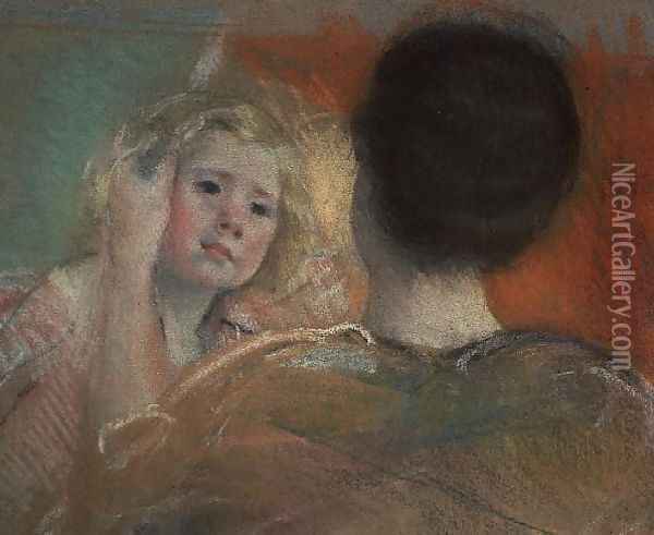 Mother combing Sara's hair Oil Painting - Mary Cassatt