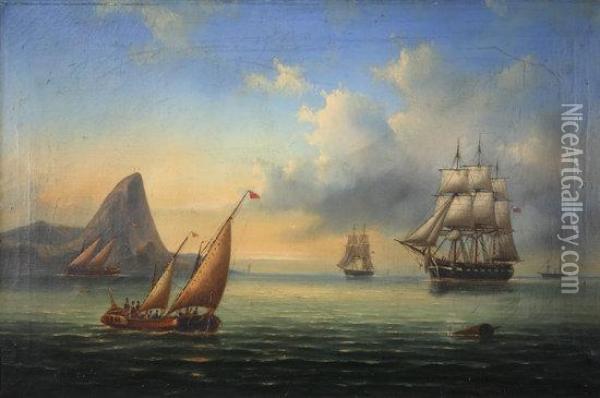 British Warships, Off Rio De Janeiro Oil Painting - George Mounsey Wheatley Atkinson