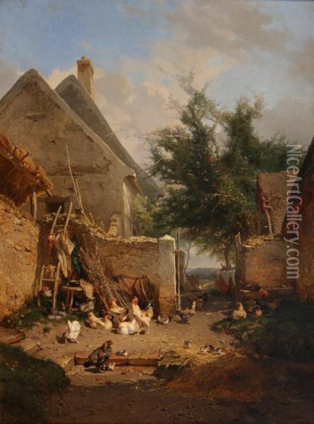 Scene De Basse-cour Oil Painting - Theophile Victor Emile Lemmens