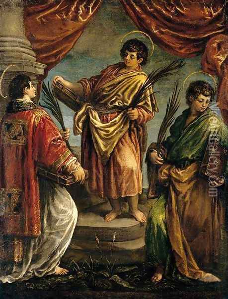 Three Martyr Saints 1578 Oil Painting - Jacopo Bassano (Jacopo da Ponte)