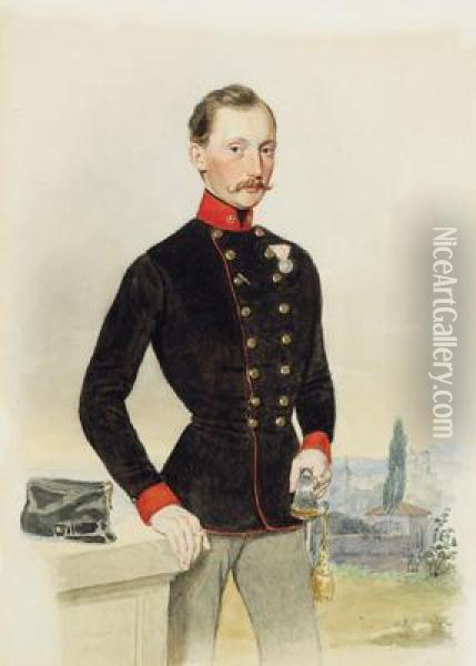 Ritratto Di Sottotenente Di Artigliaria Austriaca In Uniforme Oil Painting - Patricius Kittner