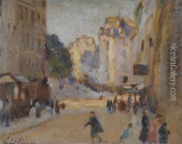 Dans La Rue Oil Painting - Lucien Rene Mignon