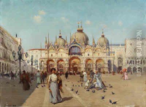 Piazza San Marco, Venice Oil Painting - Fausto Zonaro