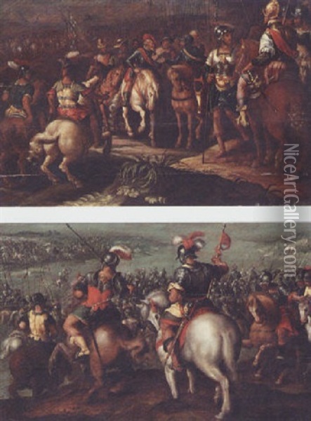 A Cavalry Battle Scene Oil Painting - Hans Von Aachen