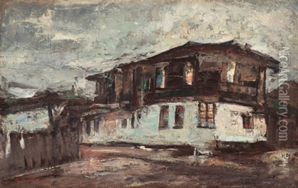 Case La Silistra Oil Painting - Gheorghe Petrascu