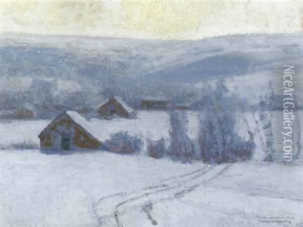 Winterlandschaft Mit Spuren Im Schnee Oil Painting - Victor Charreton