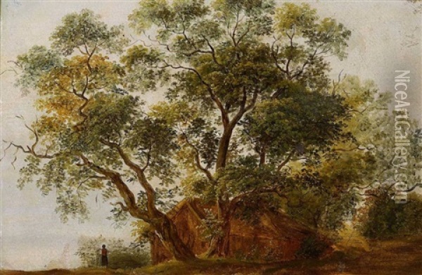 Hauschen Unter Baumen Oil Painting - Georg Maximilian Johann Von Dillis