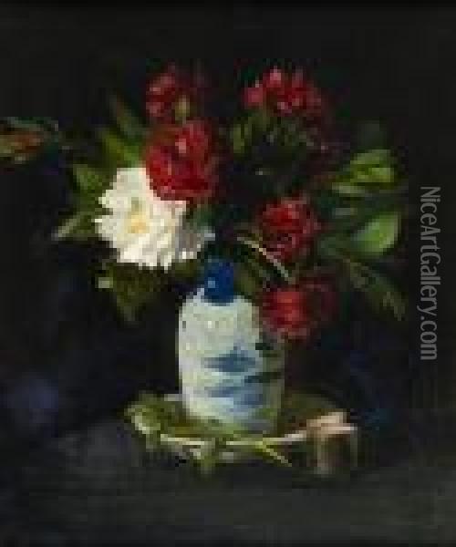 Peony Roses (c1918) Oil Painting - George Leslie Hunter
