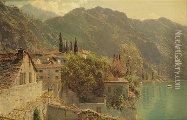 Lago Di Lecco, Bei Varenna Oil Painting - Robert Schultze