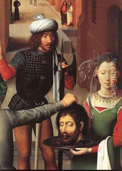 St John Altarpiece (detail-1) 1474-79 Oil Painting - Hans Memling