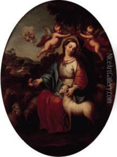 Virgen Pastora Oil Painting - Miguel Cabrera