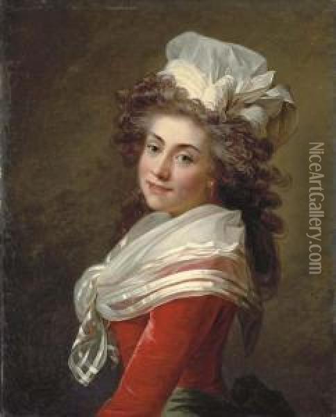 Portrait Of The Marquise De Grecourt Oil Painting - Jean-Laurent Mosnier