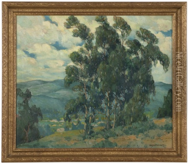 Eucalyptus Trees In A Landscape Oil Painting - Raymond Nott