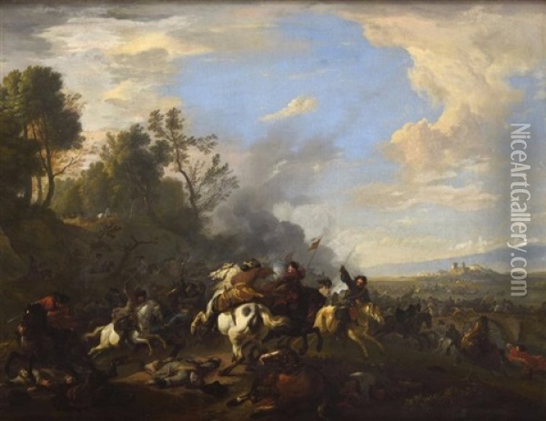 Choc De Cavalerie Oil Painting - Jan van Huchtenburg