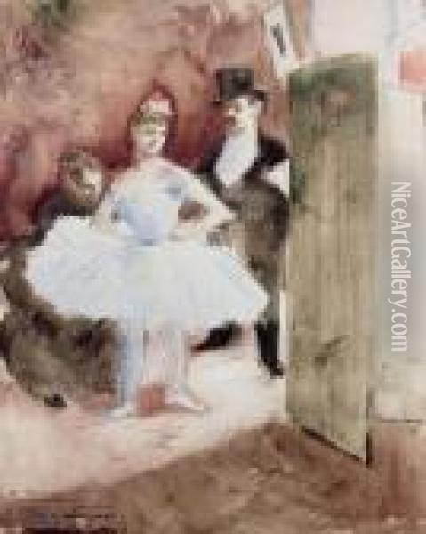 Danseuse S'habillant Dans La Loge Ou La Loge Oil Painting - Jean-Louis Forain