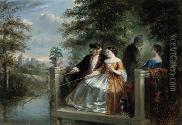 Romantic Pursuits Oil Painting - Henricus Engelbertus Reijntjens
