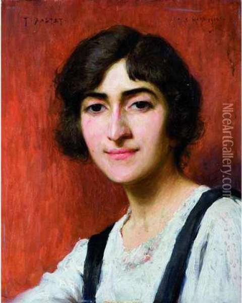 Portrait De Louise Morel. 3 Mars 1916 Oil Painting - Jean, Dit Tancrede Bastet