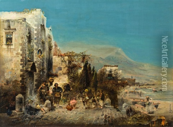 Bucht Von Neapel Mit Dem Vesuv Im Hintergrund Oil Painting - Robert Alott