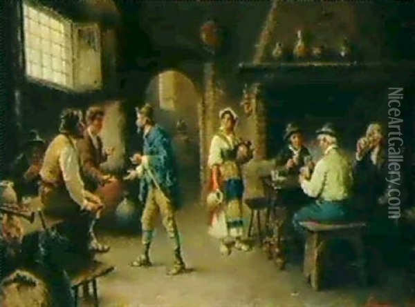 In Der Weinschenke Oil Painting - Francesco Bergamini