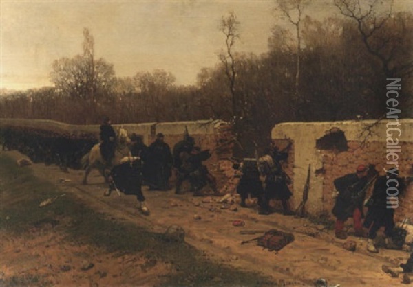 The Siege Oil Painting - Eugene Medard