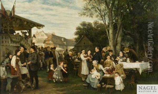 Landliches Fest In Schwaben Oil Painting - Eduard Kurzbauer