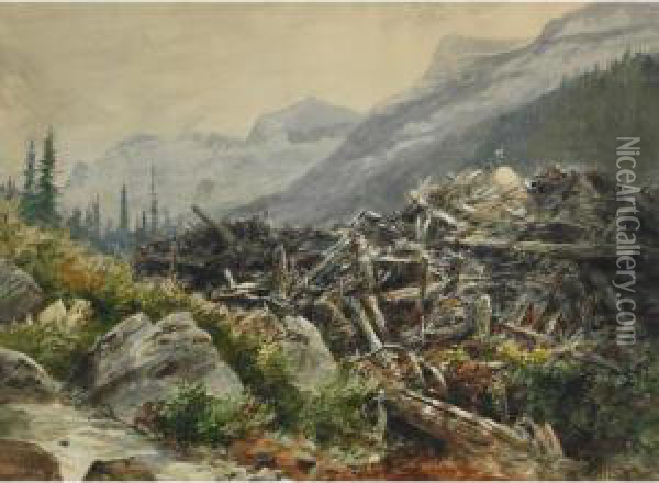 Figures In The Valley, Rockies Oil Painting - Marmaduke Matthews