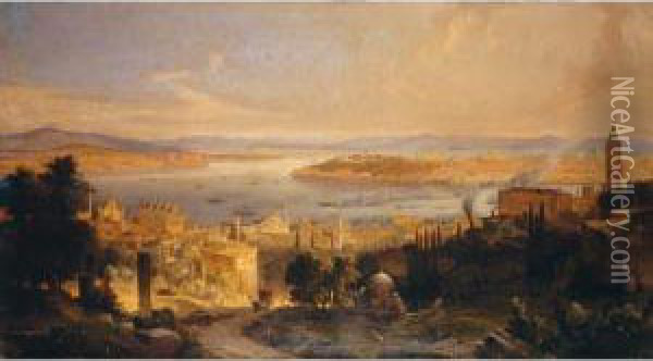 View Of Constantinople Oil Painting - Alexius Geyer