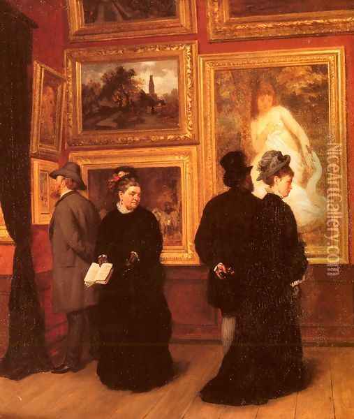 In The Picture Gallery Oil Painting - A. Muller-Schonhausen