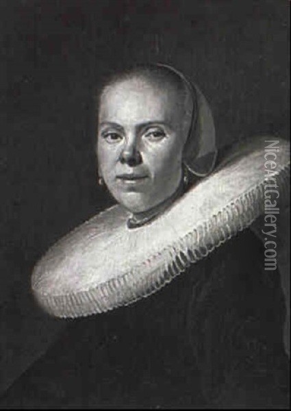 Portrait Of A Woman With A Pleated Collar Oil Painting - Dirck Hals