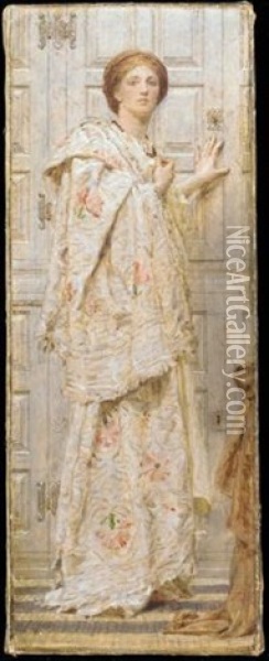 An Embroidery Oil Painting - Albert Joseph Moore