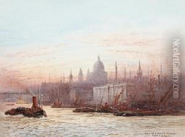 Below London Bridge Oil Painting - Frederick E.J. Goff