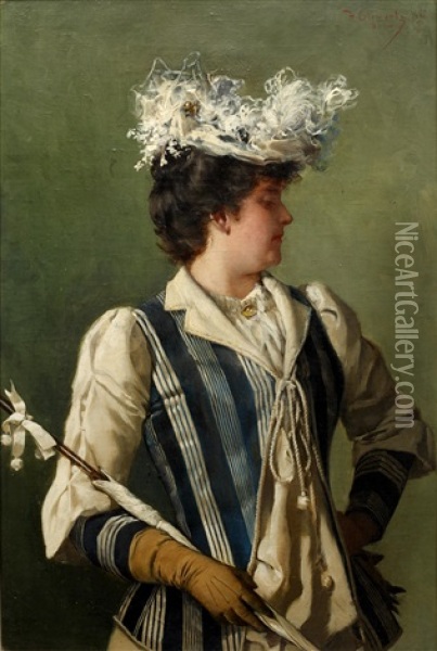 An Elegant Lady Oil Painting - Hermann Clementz