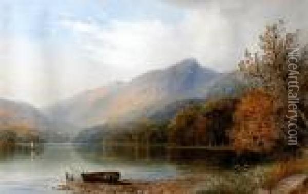 'scene In Derwentwater', And 'near Portmadoc, North Wales Oil Painting - Cornelius Pearson