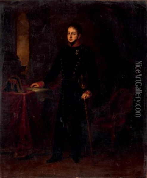 Portrait D'un Militaire Oil Painting - Jose Gutierrez de la Vega