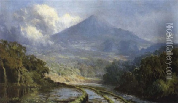 Vulkanlandscaft Auf Jawa Oil Painting - Soerjosoebroto Abdullah
