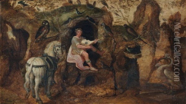 Orpheus Charming The Animals Oil Painting - Herri met de Bles